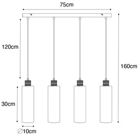 Nowoczesna lampa wisząca czarna z przydymionym szkłem 4-punktowym - Stavelot Nowoczesny Oswietlenie wewnetrzne