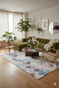 Nowoczesny dywan pokojowy w kolorowe kwadraty B5-H82