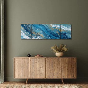 Obraz - Jasnoniebieski marmur ze złotem II. (170x50 cm)