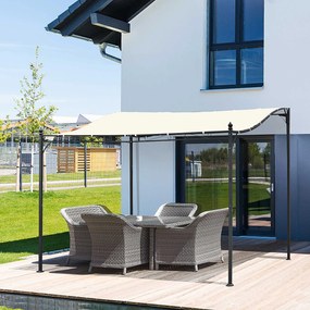 Outsunny Pergola Ogrodowa 3x3 297x297 cm Zadaszenie Tarasu Kremowa | Aosom PL