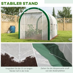 Outsunny Szklarnia Foliowa z Rozwijanymi Drzwiami 358x210x210cm Biała Przestronna Ochrona Roślin | Aosom PL