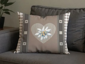 Polibawełniana poszewka na poduszkę HEART RETRO POLY 50x70 cm, brązowy
