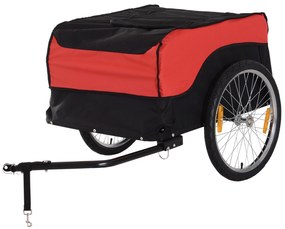 HOMCOM Przyczepka Rowerowa Bagażowa Transportowa 130x77x65cm Czerwona Czarna | Aosom PL