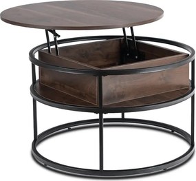 Stolik Kawowy ASTUR 80 cm z Podnoszonym Blatem Orzech/Czarny Loft
