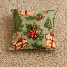 Poszewka na poduszkę z mikrofibry CHRISTMAS PRESENTS 45x45 cm, zielony