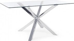 Prostokątny szklany stół z chromowaną stalową nogą 160X90 cm - MAY
