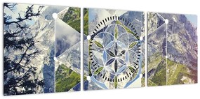 Obraz - Figura geometryczna (z zegarem) (90x30 cm)