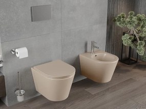 Mexen Rico miska wc Rimless z deską wolnoopadającą slim, duroplast, cappuccino mat - 30724064