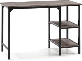 Biurko Kolumnowe Colón Noir, Stół na PC, 2 Półki, Styl Przemysłowy, Długość 110 cm.