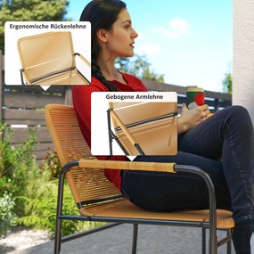 Outsunny 3-częściowy zestaw bistro z rattanu, komplet mebli ogrodowych, 2 krzesła ogrodowe, stolik 54 x 66 x 76 cm, żółty