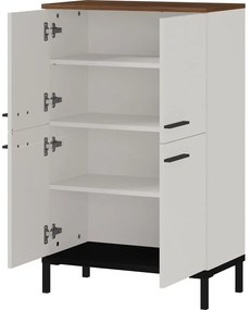 Szarobeżowa wysoka szafka łazienkowa w dekorze orzecha 60x97 cm Yonkers – Germania