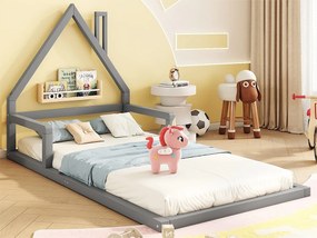 Łóżko dziecięce 90x200 cm - z litego drewna sosnowego - Szare