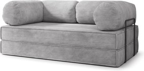 Masseno Sofa piankowa ALVIO z funkcją spania, Kanapa z pianki do salonu, Bezmontażowa, Tkanina sztruksowa – Jasnoszary POSO 55