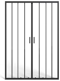 Podwójne przesuwne drzwi prysznicowe z matowego czarnego metalu - Szkło antyosadowe - 120 x 195 cm - BAVIODA