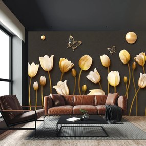 Fototapeta - Złote tulipany (196x136 cm)