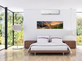 Obraz - Odbicie w górskim jeziorze (170x50 cm)