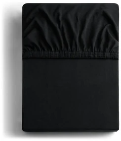 Czarne dżersejowe prześcieradło z gumką 220x200 cm Amber – Restilo