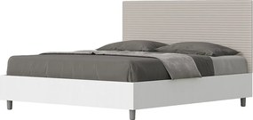 Łóżko bez stelaża 160x200 konstrukcja Frassino biała zagłówek sztucznej skóry Szaro-beżowy Level