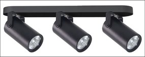 Czarna lampa sufitowa z 3 reflektorkami - Z072-Santino