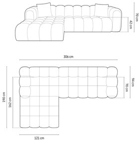 Narożnik 4-osobowy czarny tkanina strukturalna 306x190x70 cm Clotilde od Christian Lacroix
