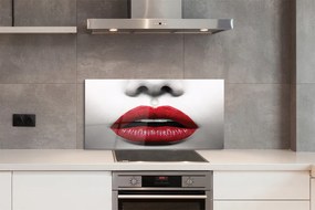 Szklany Panel Czerwone Usta i Nos Kobiety