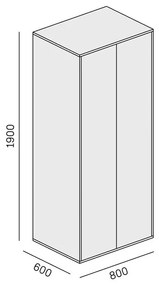 PLAN Szafa ubraniowa biurowa LAYERS, drążek do szafy, 800 x 600 x 1905 mm, dąb naturalny / dąb bejcowany