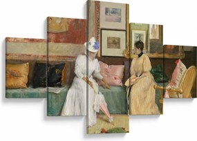 Obraz - William Merritt Chase, A Friendly Call, reprodukcje (125x70 cm)