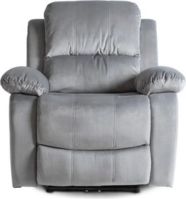 Fotel Masujący ARON Elektryczny Rozkładany z Podnóżkiem Szary Welurowy Nowoczesny