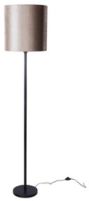 Lampa podłogowa czarna z abażurem z weluru taupe 50 cm - Simplo
