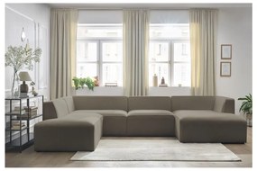 Brązowy narożnik modułowy z materiału bouclé (lewostronny/w kształcie litery U) Megeve – Bobochic Paris