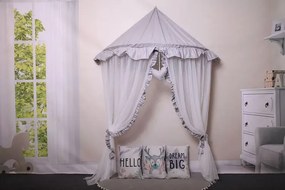 Szaro-biały baldachim dziecięcy z 3 poduszkami matą L3-S80