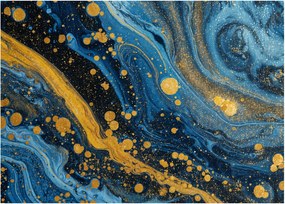 Obraz - Niebieska abstrakcja ze złotem (70x50 cm)