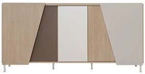 Komoda VISTE 180 dąb/beżowa/biały połysk FURNIVAL