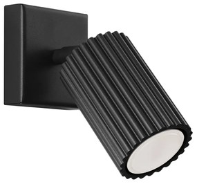 Kinkiet KARBON czarny ryflowany z regulowanym kloszem SOLLUX  LIGHTING