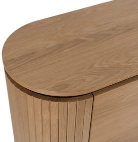Komoda do Salonu BECK 200 cm Dąb Czterodrzwiowa Ryflowana Nowoczesna