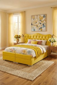 Podwójne łóżko z tapicerowanym zagłówkiem 160x200 E7-W52