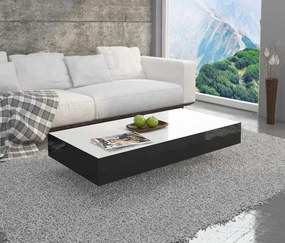 Niski stolik kawowy Pixel 120x60 cm, kolor biało-czarny połysk
