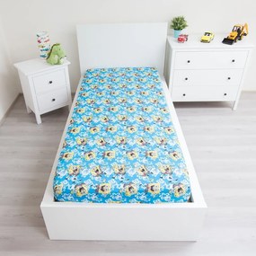 Niebieskie bawełniane prześcieradło dziecięce z gumką 90x200 cm Sponge Bob "Blue" – Jerry Fabrics