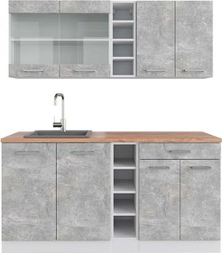 Pojedyncza kuchnia beton/biały 160x60x81.6 r-line