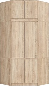 Szafa narożna z nadstawką AKORD S100 Dąb Sonoma 100 cm 6 drzwi kolor Dąb Sonoma mat 9 półek 100x50x235 cm