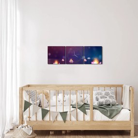 Obraz - Magiczne lilie wodne (z zegarem) (90x30 cm)