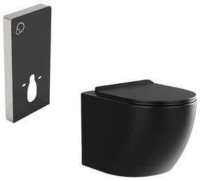 Zestaw toaleta podwieszana z dekoracyjnym stelażem - Czarny mat - JAVOINE