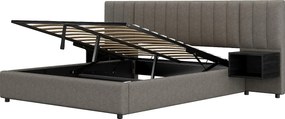 Łóżko z pojemnikiem 160 x 200 cm - z stelażem - lniane - szaro-czarne - bez materaca