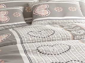 PrzytulneMieszkanie.pl PrzytulneMieszkanie.pl Kreponowa pościel HEART RETRO szara z kieszenią hotelową Rozmiar pościeli: 70 x 90 cm | 140 x 200 cm