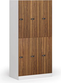 Szafka skrytkowa S1, 6 schowków, 1850 x 900 x 500 mm, demontaż, zamek mechaniczny z kodem, drzwi laminowane, orzech