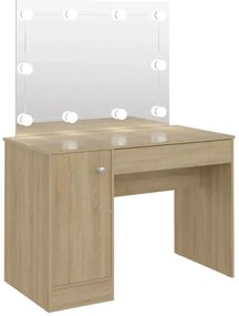 Toaletka hollywood z lustrem z żarówkami led dąb P0-D30