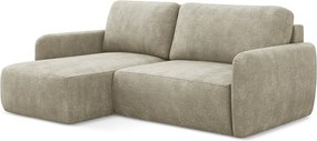 Narożnik lewostronny z funkcją spania - z tkaniny szenilowej - beżowy - LILO