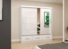 Szafa Lorenza 200 cm – nowoczesna szafa przesuwna z lustrem, 3 kolory mat i 2 połysk