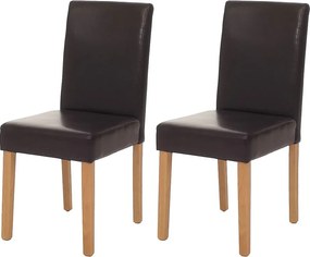 Zestaw 2 krzeseł do jadalni Littau ze sztucznej skóry,  imitacja skóry, brązowy, jasne nogi