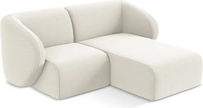 Beżowy aksamitny narożnik (prawostronny/z szezlongiem) Lani – Makamii